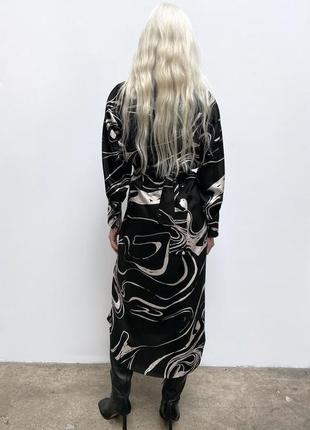 Атласна сукня сорочка в принт zara6 фото