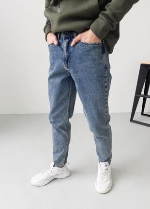 Мужские джинсы mom / мом синего цвета7 фото