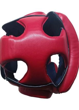 Шлем тренировочный каратэ everlast кик-бокс l кожзам красный2 фото