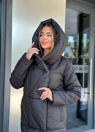 Женское зимнее стеганое пальто из непромокаемой плащевки канада размеры 42-525 фото