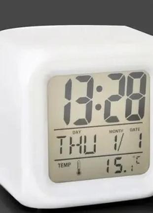 Часы хамелеон cx 508 с термометром будильником и подсветкой1 фото