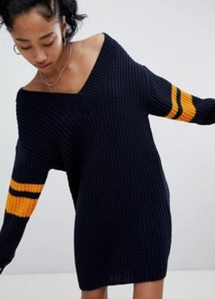 Вʼязана тепла сукня з v вирізом