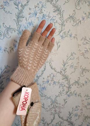 Варежка перчатка шерсть женские2 фото