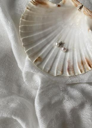 Пусеты жемчуга серьги натуральные жемчуг гвоздики3 фото