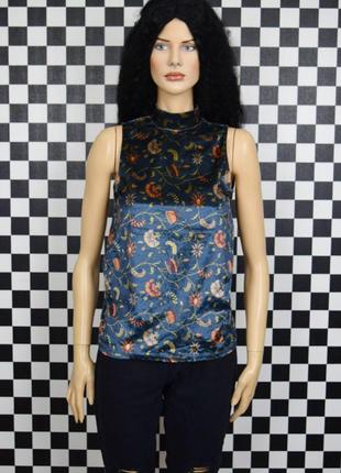Велюровый цветочный топ майка блуза лонгслив без рукавов американка2 фото