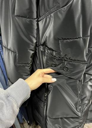 Тепла куртка зимова довга великі розміри турція9 фото