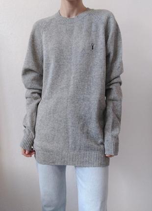 Шерстяний светр сірий джемпер кашемір светр шерстяний джемпер пуловер реглан лонгслів кофта кашемір
