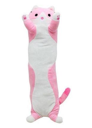 Плюшевый кот-обнимашка батон, розовый2 фото