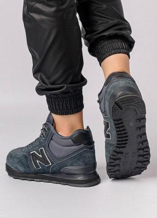 Женские кроссовки nb 574 high dark gray fur6 фото