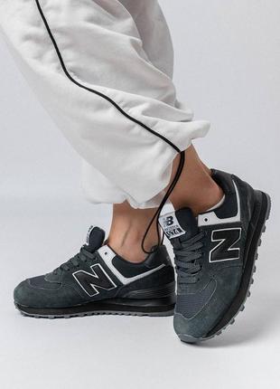 Женские кроссовки nb 574 hd dark grey black w6 фото