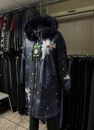 Тепла куртка зимова довга великі розміри турція2 фото