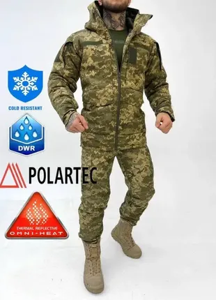 Тактичний зимовий костюм піксель, армійський зимовий костюм водовідштовхувальний піксель omni-heat1 фото
