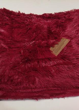 Плед травка меховое покрывало с длинным ворсом красный евро размер 210*230 см.2 фото