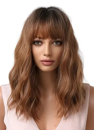 Парик natural honey brown, натуральные синтетические волосы vc2013-3