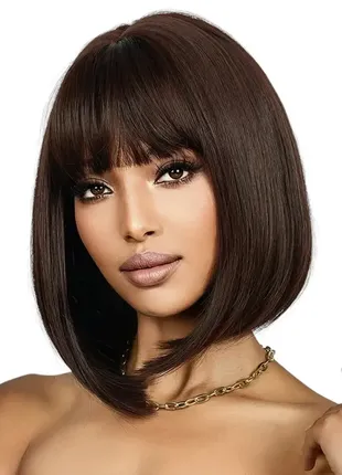 Парик leora шоколад, натуральные синтетические волосы dc1151-1