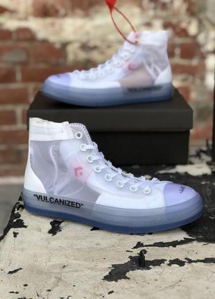 Кеди чоловічі, жіночі converse x off white, білі/блакитні, конверс, кросівки, конверси, оф-вайт