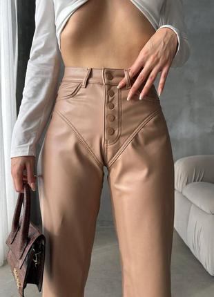 Женские брюки трубы на флисе4 фото