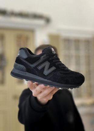 Женские кроссовки new balance 574 black 1 зима / smb