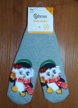 Теплі махрові шкарпетки 7-9, 9-11 bross бросс новорічні пігвін