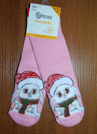 Теплые махровые носки 7-9, 9-11 bross бросс новогодние зайчики