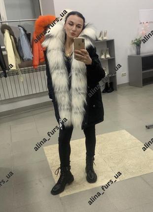 Жіноча зимова куртка парка з натуральним хутром лисички арктичної ,хутро по всій...