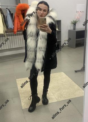 Жіноча зимова куртка парка з натуральним хутром лисички арктичної ,хутро по всій...