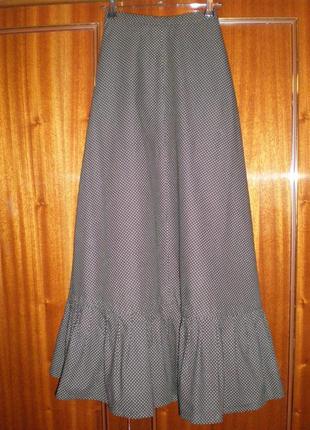 Черная макси юбочка в горошек с воланом)38р