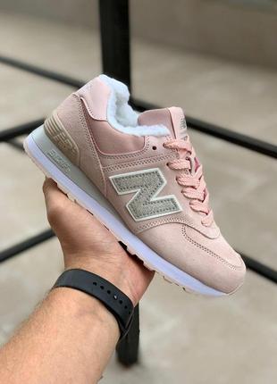 Жіночі кросівки new balance 574 pink white 4 зима / smb