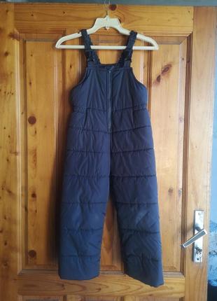 Теплые лыжные брюки 110-116 на 5-6 лет зимний ❄ полукомбинезон на лямках1 фото