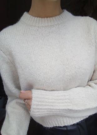 Новий светр альпаку, теплий светр кроп топ, укорочений светр вовняний, вовняний джемпер альпаку, теплий пуловер альпаку5 фото