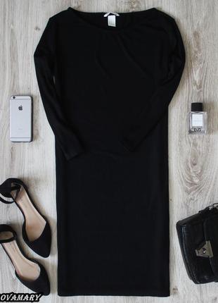 Базовое чёрное платье в рубчик hm2 фото