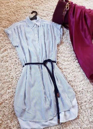 Стильное полосатые платье рубашка с карманами, zebra, p. m-l7 фото