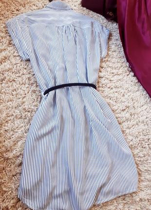 Стильное полосатые платье рубашка с карманами, zebra, p. m-l8 фото