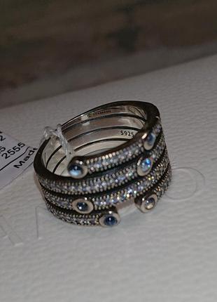 Кольцо мерцающий океан pаndora с камнями серебро 925 кольца8 фото