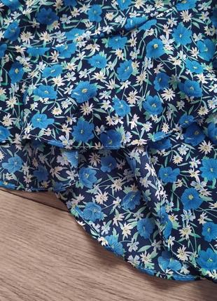 Синя сукня на запах у квіти4 фото