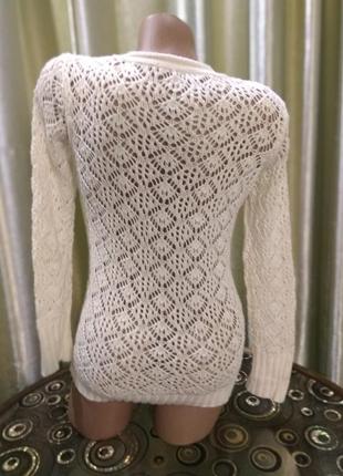 Вязаный белый свитер3 фото