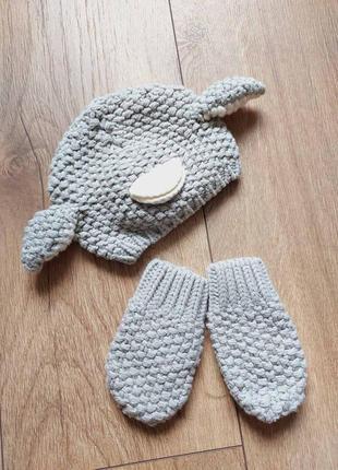 Комплект шапка рукавички рукавиці рукавички gap варежки шапочка перчатки набір набор