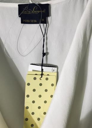 Блуза топ з натурального шовку молочного коліру ніжна святкова прохолодна luisa spagnoli made in italy 🇮🇹6 фото
