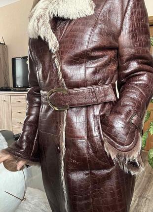 Кожаное пальто oskar зима 42-44р.6 фото