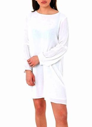 Біле плаття з рюшами на рукавах lager157