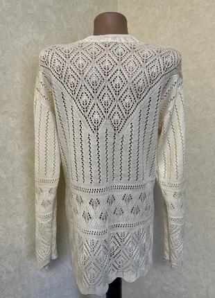 Ажурный свитер молочного цвета кофточка с орнаментом4 фото