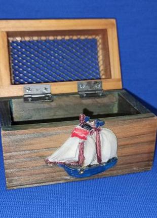 Сундук мертвеца винтажный сундучок с морской тематикой деревянный небольшой2 фото
