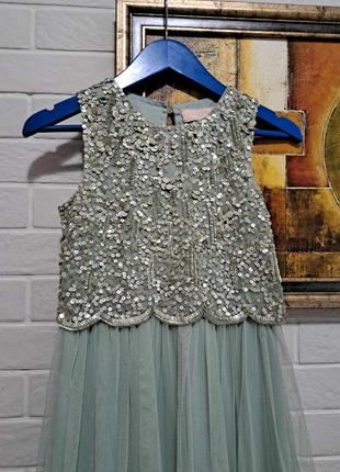 Нежное ментоловое нарядное платье на девочку рост 122 см (7-8лет) lipsy london6 фото