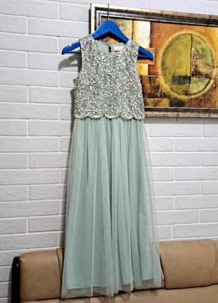 Нежное ментоловое нарядное платье на девочку рост 122 см (7-8лет) lipsy london4 фото