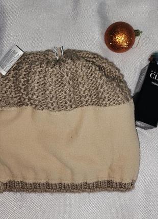 Зимняя вязаная шапка pamami с мехом енота4 фото