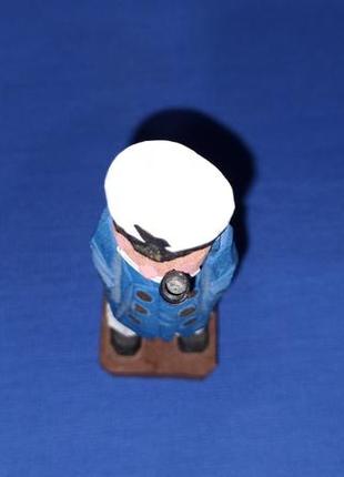 Винтажная деревянная резная статуэтка 70х годов прошлого века капитан с трубкой