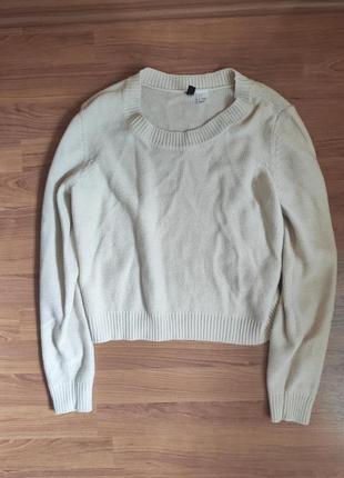 Бежевый молочный укороченный свитер h&amp;m