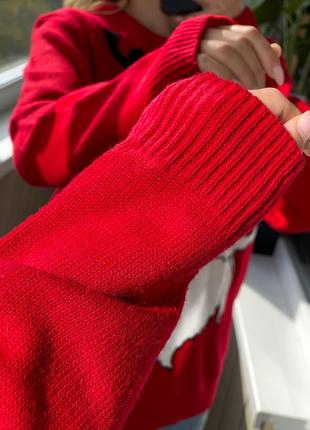 Красный рождественский свитер с оленем 1+1=38 фото