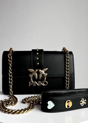 Сумка женская в стиле pinko love classic icon simply black 🖤кросс боди сумка в стиле пенко лавов классик айкон симпл блэк, черная сумка 🖤6 фото