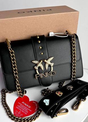 Сумка женская в стиле pinko love classic icon simply black 🖤кросс боди сумка в стиле пенко лавов классик айкон симпл блэк, черная сумка 🖤